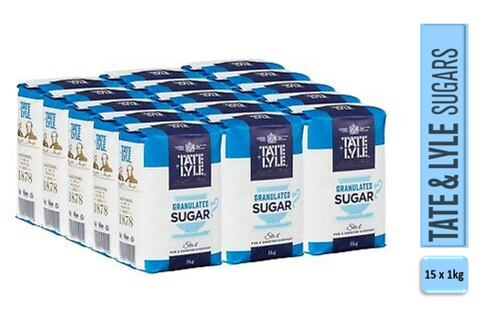 Tate + Lyle Fairtrade White Sugar 1kg (Pack of 15) - UK BUSINESS SUPPLIES