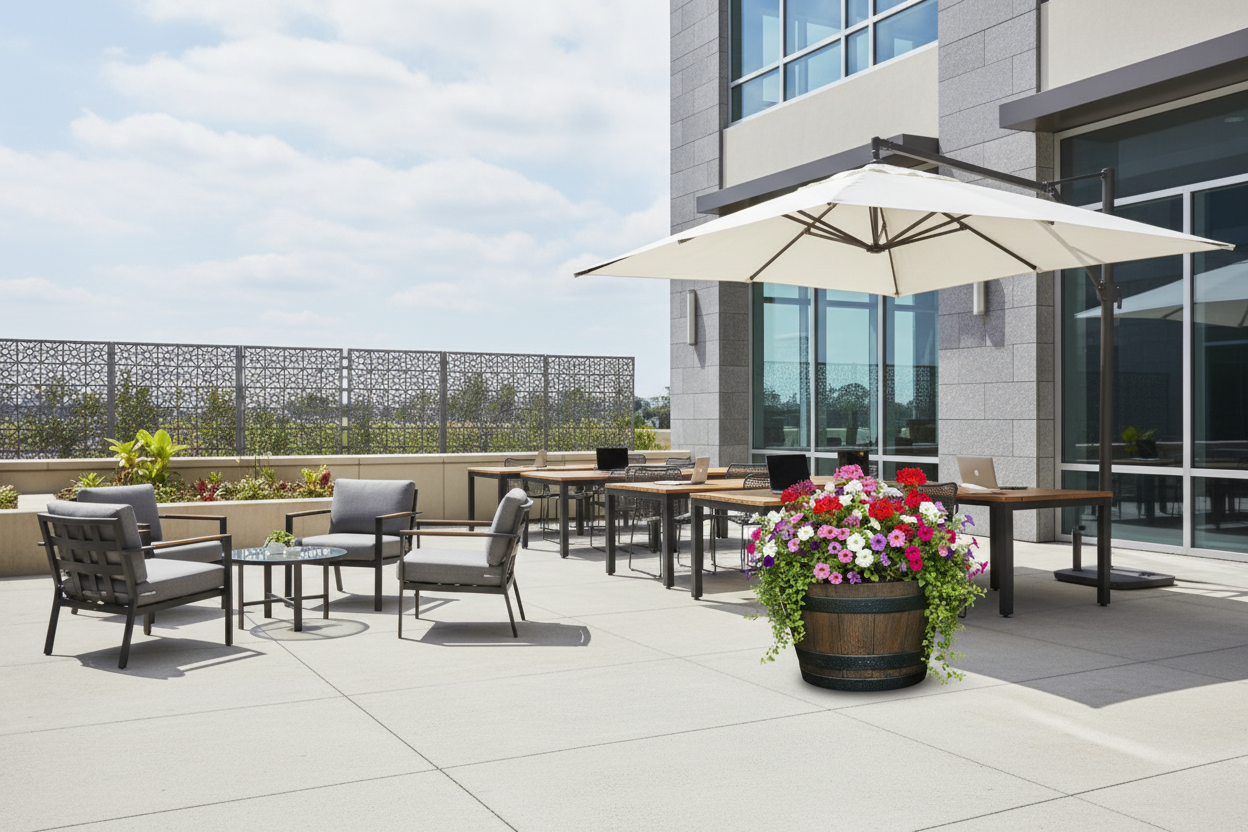 Fixtures Half Barrel Cask Planter Brown 40cm x 27cm.