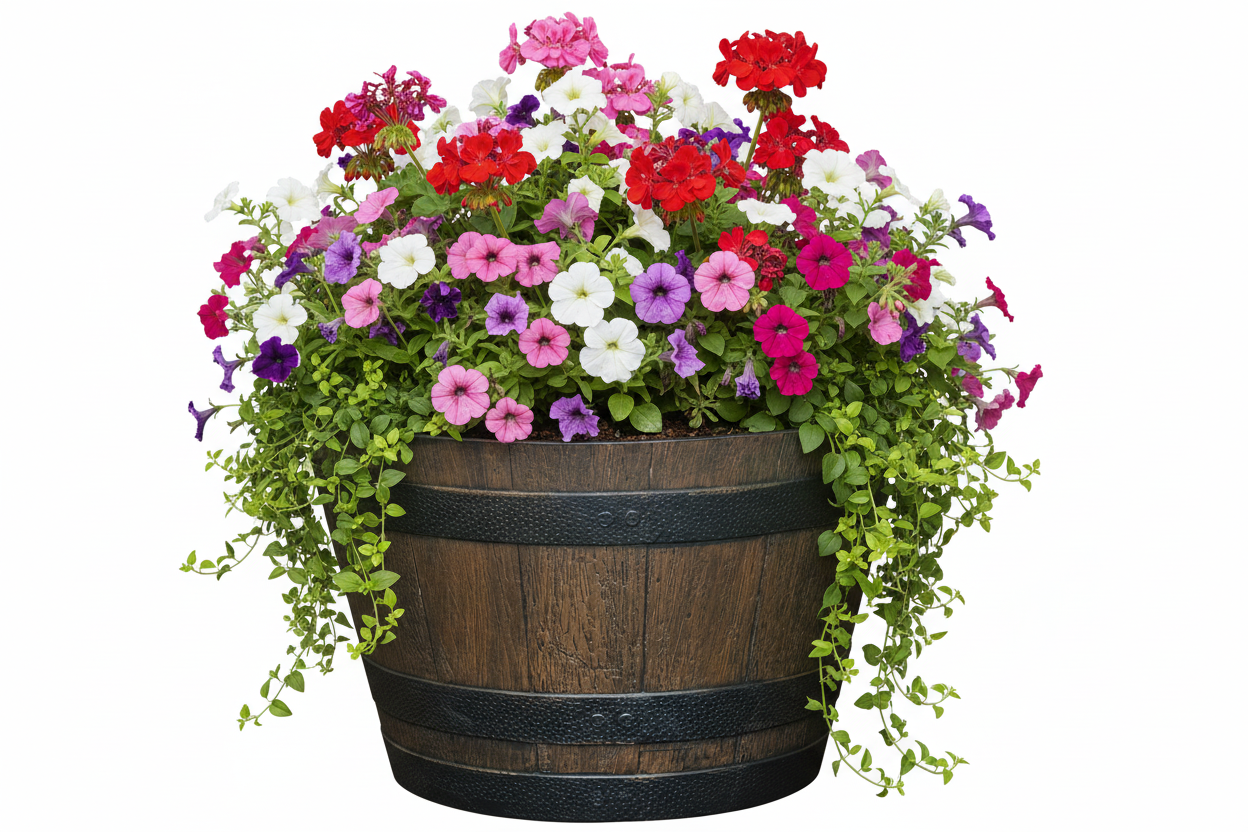 Fixtures Half Barrel Cask Planter Brown 40cm x 27cm.
