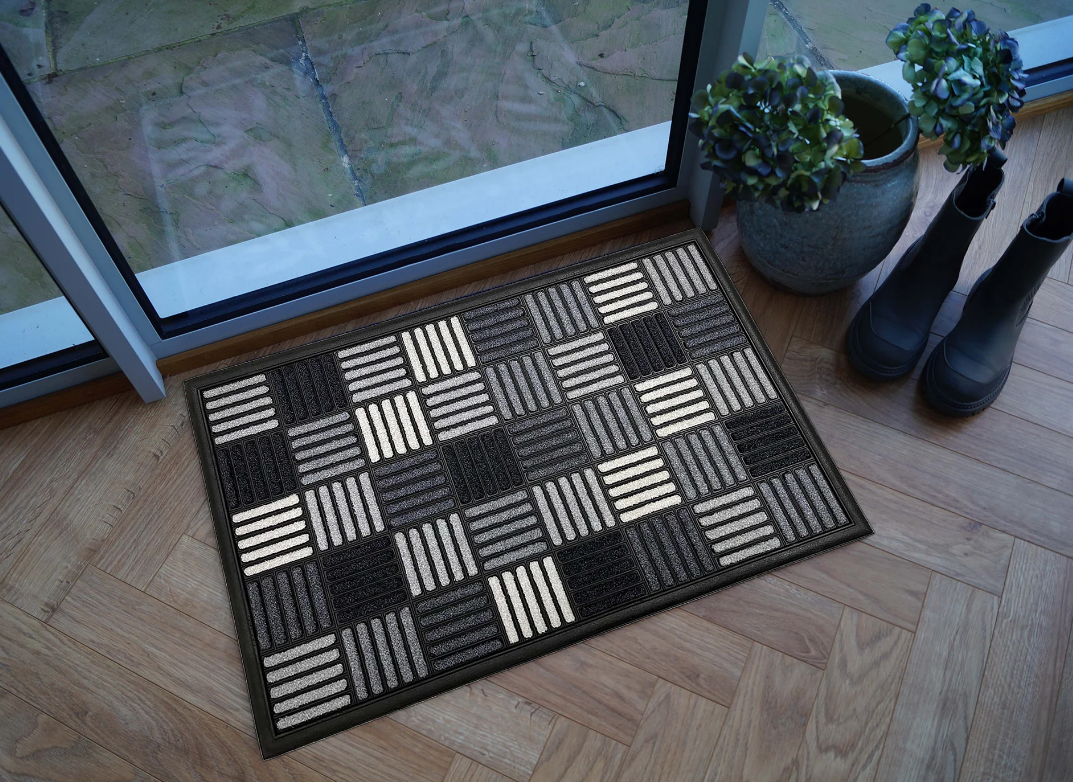 Scrape 'N' Sorb -Parquet Grey Large Doormat - 45x75cm