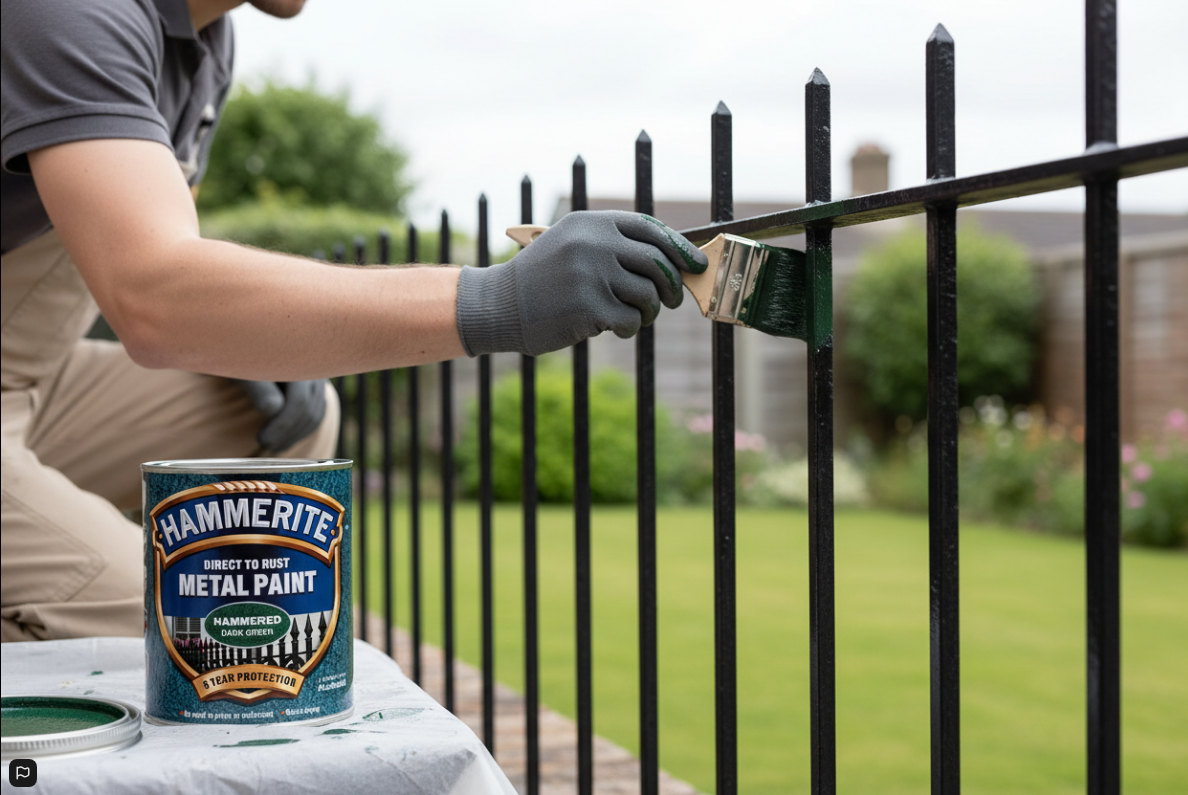 Hammerite Direct To Rust Metal Paint - Hammered Dark Green Finish 750Ml