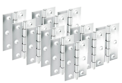 Securit Chrome Polished Butt Hinges 75mm(3") S4302 | 2 Piece Set