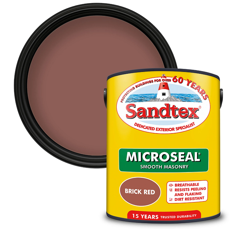 Sandtex Microseal | Smooth Masonry Paint | Red Brick | 5 Litre