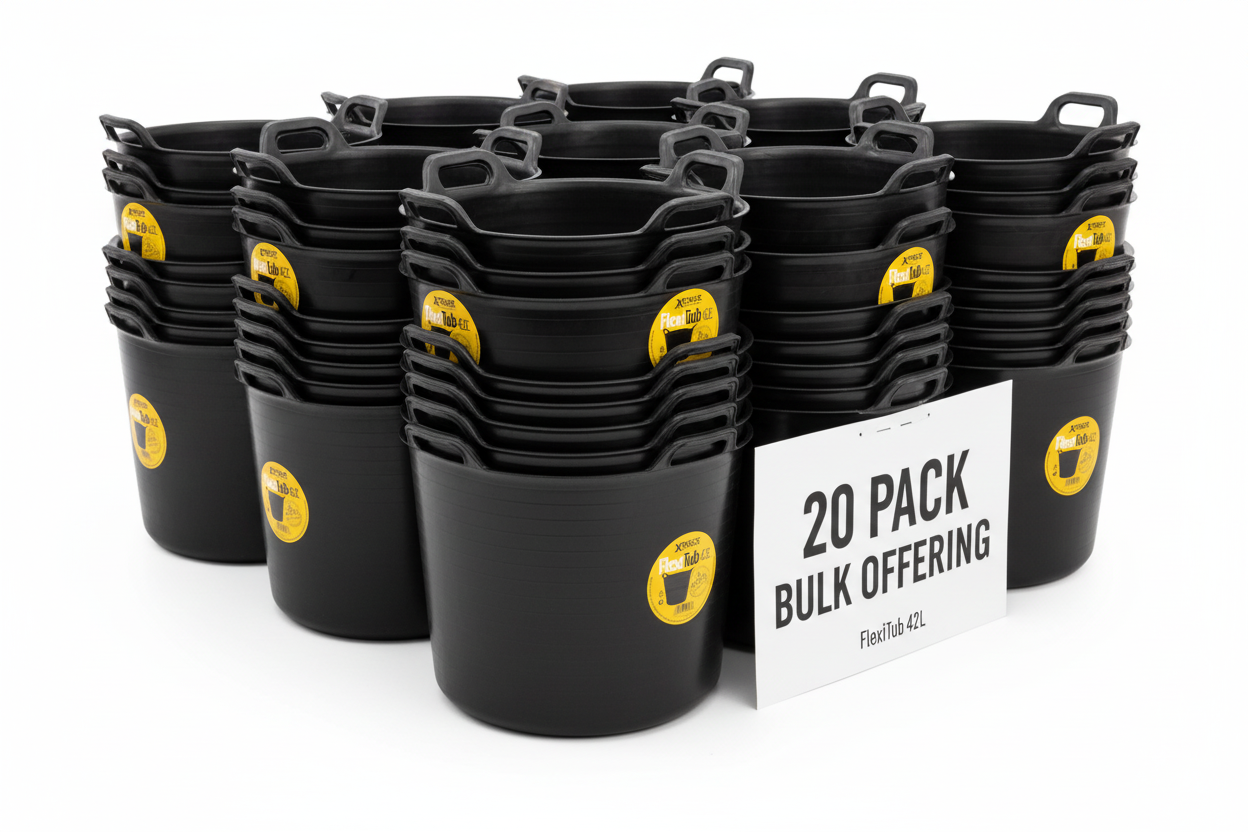 Xtrade Black Flexible Tub 42 Litre For Building Mixing Carrying Storage