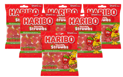 Haribo Squidgy Strawbs Sweets, 160g | 6 Pack Bundle