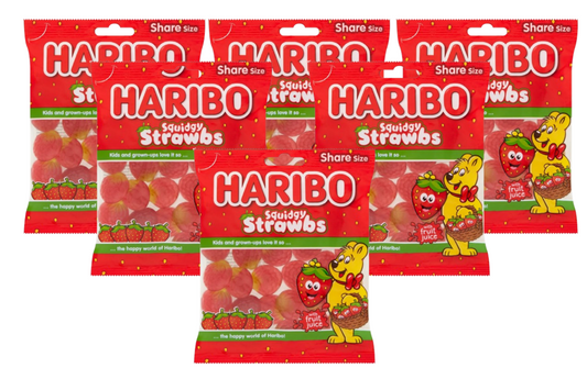 Haribo Squidgy Strawbs Sweets, 160g | 6 Pack Bundle