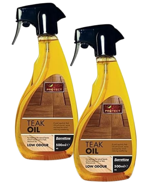 Barrettine Teak Oil Trigger Spray 500ml | 2 Pack Bundle