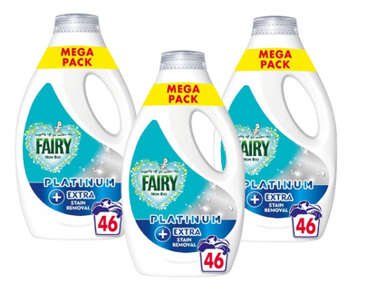 Fairy Platinum Non Bio Washing Liquid 46 Washes | 3 Pack Bundle