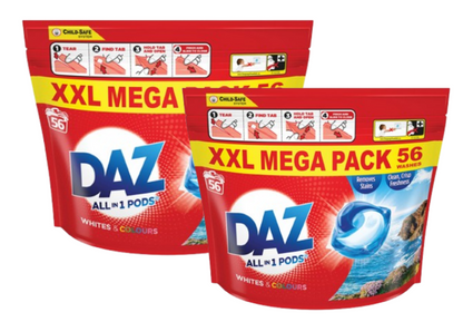 Daz ALL in 1 PODS® Washing Capsules, Whites & Colours, 56 Washes