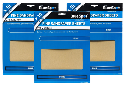 Blue Spot Tools 19851 Fine Sandpaper, Black, 230 X 280 Mm | 3 x 10 Packs Bundle