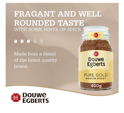 Douwe Egberts Pure Gold Instant Coffee 400g Glass Jar