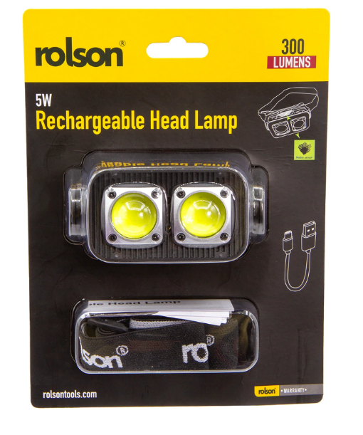 Rolson 5W Rechargeable Head Lamp | 300 Lumens | Black