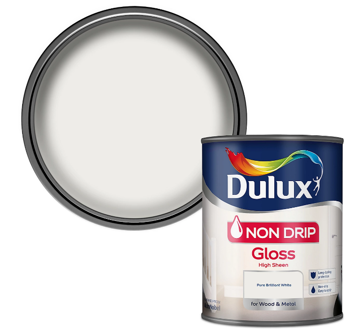 Dulux Non Drip Gloss Paint For Wood And Metal - Pure Brilliant White 750 Ml