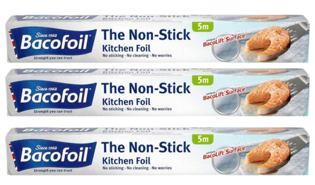 Bacofoil Kitchen, Non-stick Kitchen Foil 300mm x 5m (3 Pack Bundle)