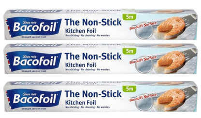 Bacofoil Kitchen, Non-stick Kitchen Foil 300mm x 5m (3 Pack Bundle)