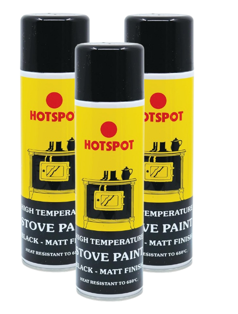 Hotspot Stove Paint Matt Black 3 x 250ml Aerosol | 3 Pack Bundle
