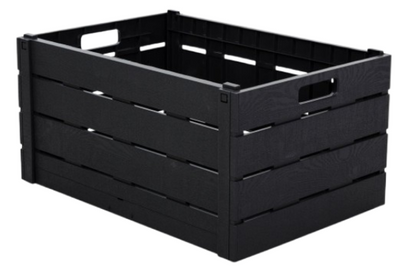 Strata Black Wood Effect Folding Crate 60 Litre