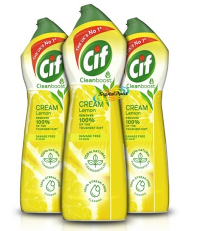 Cif Lemon Cream Cleaner multipurpose surface cleaner with 100% Natural | Multi-Pack Bundle 3 x 500ml