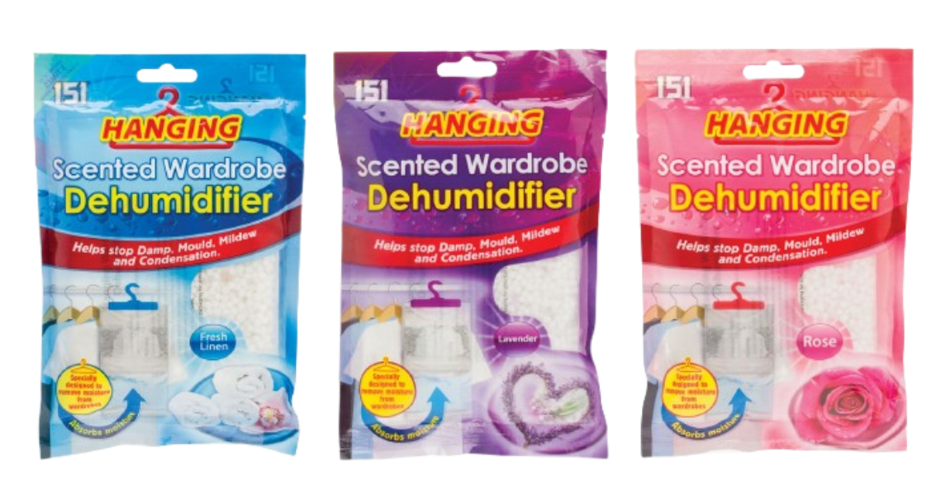 Scented Hanging Wardrobe Dehumidifier Bags Moisture Traps x 3