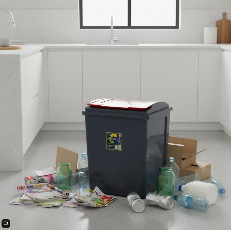 Wham Recycle It Red Bin & Lid 50 Litre