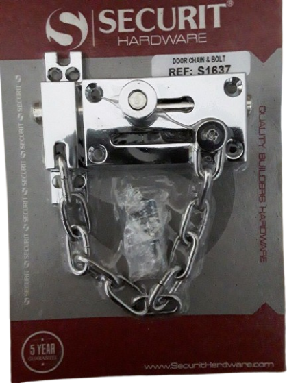 Securit Slide Latch Bolt & Chain | Stainless Steel |  S1637 | Easily Fitted Door Security