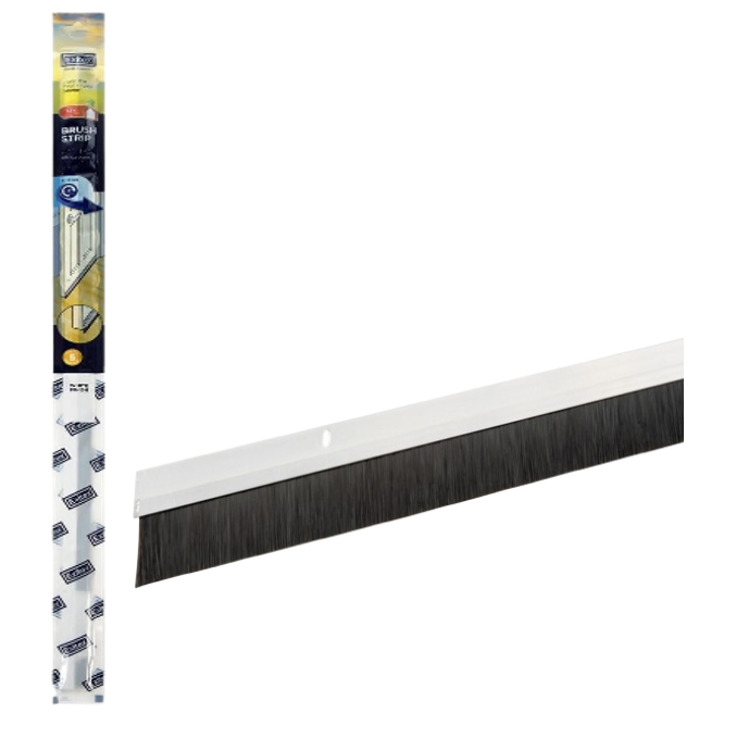 Exitex Door Brush Strip Draught Excluder White 914mm in Length 18mm Bristles