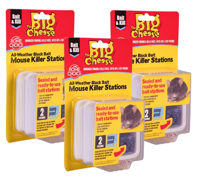 The Big Cheese Ready-Baited Mouse Killer Station - Twinpack, White