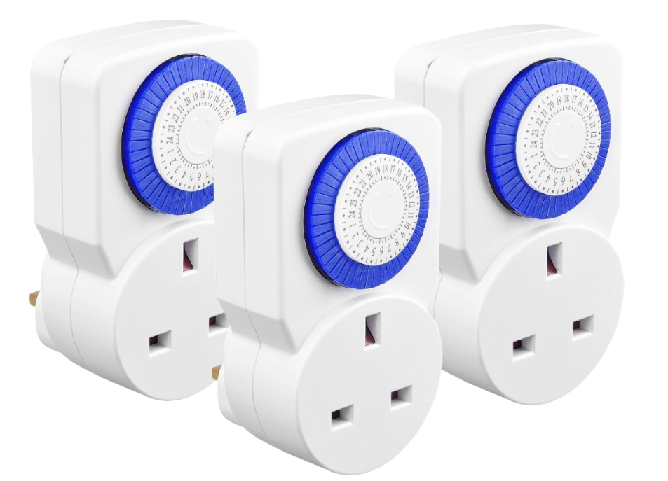 Masterplug Tms24-Mp Energy Saving Daily Mechanical Segment Timer Plug, White | 3 Pack