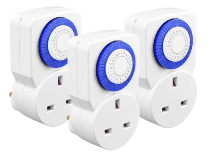 Masterplug Tms24-Mp Energy Saving Daily Mechanical Segment Timer Plug, White | 3 Pack
