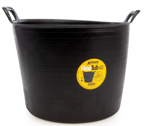 Xtrade Black Flexible Tub 42 Litre For Building Mixing Carrying Storage