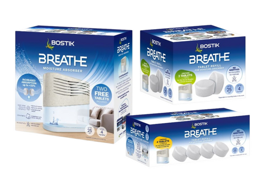 Bostik Breathe dehumidifier to eliminate moisture, Plus Refills Caravan,Home,Office.