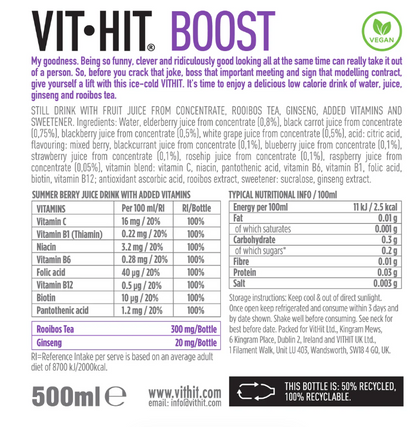 VIT HIT Boost, Berry Rooibos & Ginsing 12 x 500ml