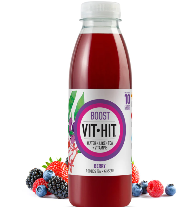 VIT HIT Boost, Berry Rooibos & Ginsing 12 x 500ml