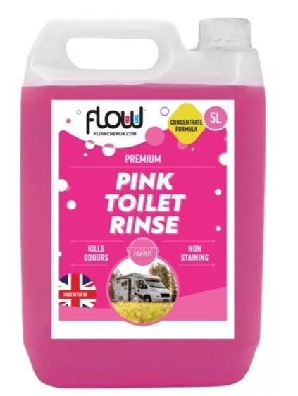 Flow Pink Chemical Motorhome & Caravan WC Toilet Rinse Cleaner 5 Litre.
