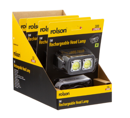 Rolson 5W Rechargeable Head Lamp | 300 Lumens | Black
