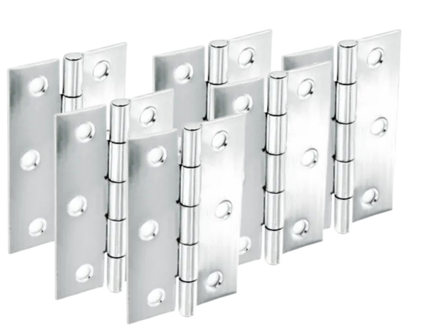 Securit Chrome Polished Butt Hinges 75mm(3") S4302 | 2 Piece Set