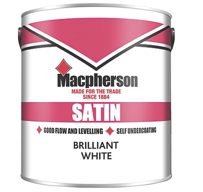 Macpherson Brilliant Satin White 2.5 Litre | For Wood & Metal | Satin Finish Trade Paint