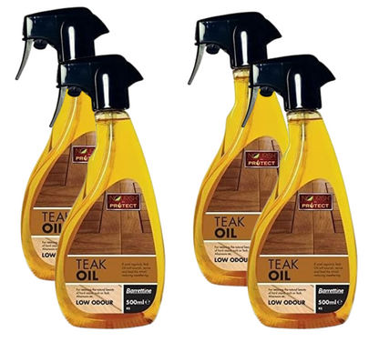 Barrettine Teak Oil Trigger Spray 500ml | 4 Pack Bundle