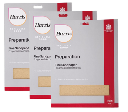 Harris Seriously Good Preparation Sandpaper Fine 4pk | 3 x 4 Pack Bundle