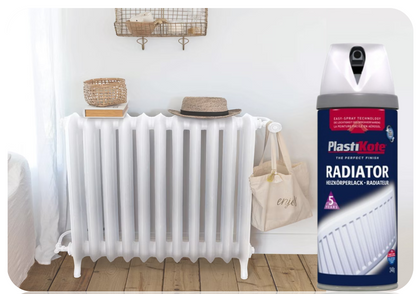 PlastiKote Twist & Spray Radiator Gloss White 400ml | 3 Pack Bundle