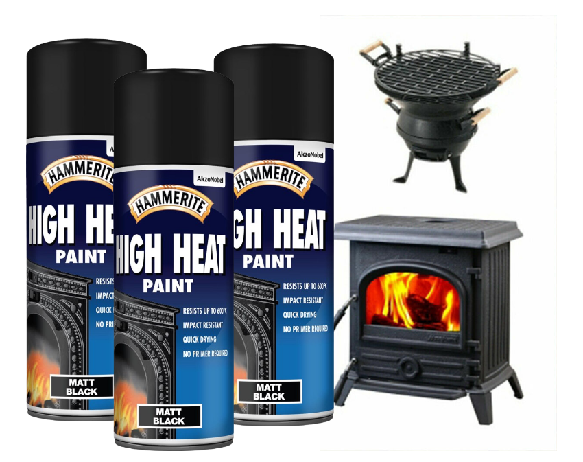 Hammerite 400ml High Heat Paint Aerosol - Black