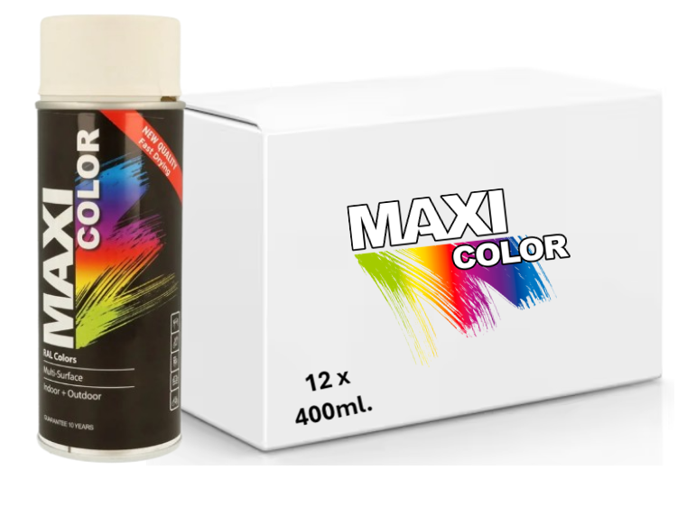 Maxicolor Quick Drying Spray Paint Gloss White 400ml | Full Case Offer 12 x 400ml