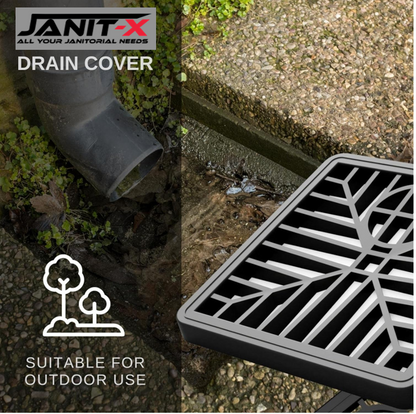 Janit-X Square Drain Covers Outdoor Drainage Channel | PVC Plastic Grid Cover | 2 Pack
