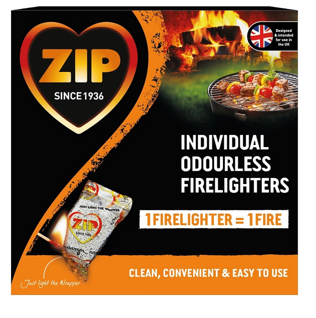 18 Zip Fire Lighters Individual odourless firelighters Cubes Instant Light Fire or BBQ