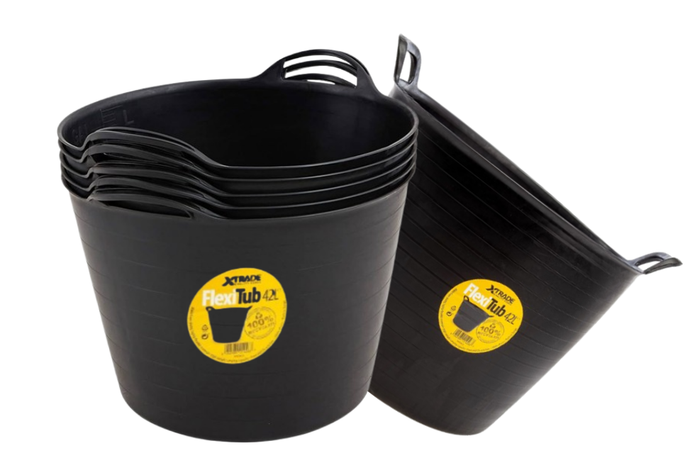 Xtrade Flexitub Black 25L Recycled | Building Site | Garden Clearing | Stables