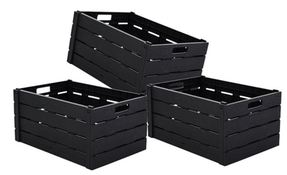 Strata Black Wood Effect Folding Crate 60 Litre