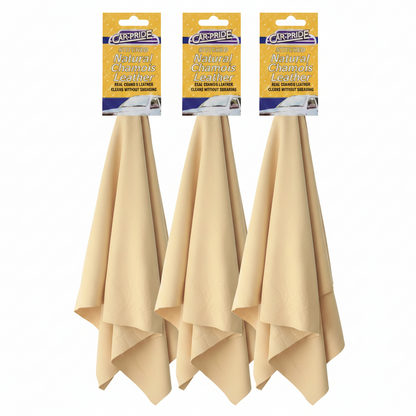 Carpride Natural Chamois Leather Cloth | 30cm x30cm | Stitched
