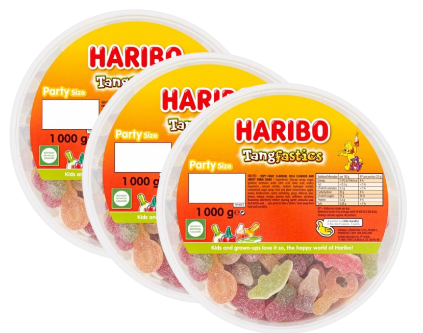 Haribo Tangfastics 1kg Drum | 3 x 1kg Bundle
