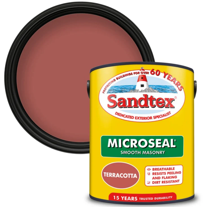 Sandtex Microseal | Smooth Masonry Paint | Terracotta | 5 Litre