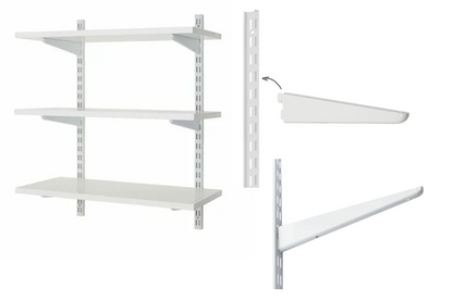 Fixtures Twin Slot Shelving WHITE Uprights All Sizes